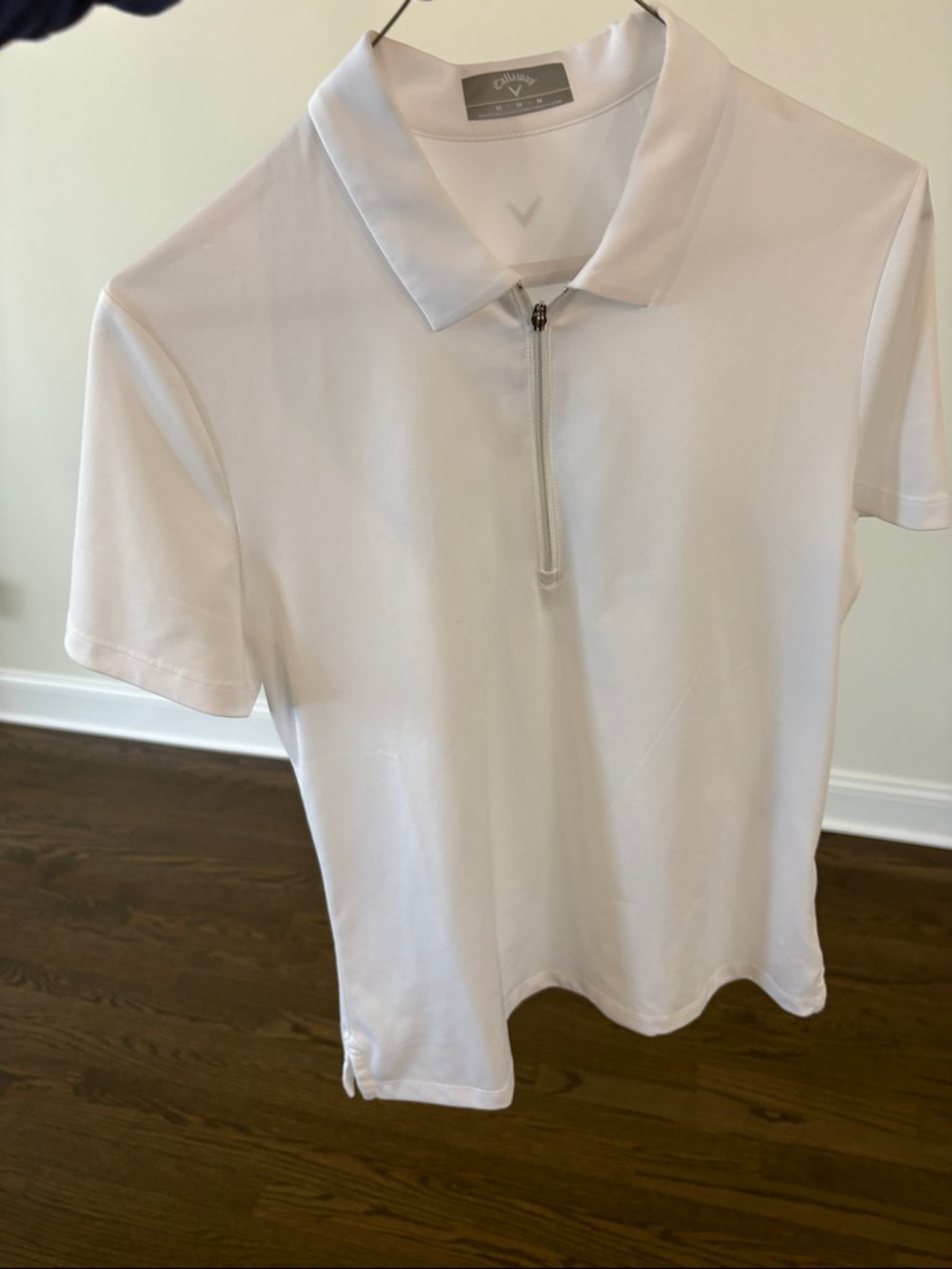 Callaway White Short-Sleeve Zip Polo UPF